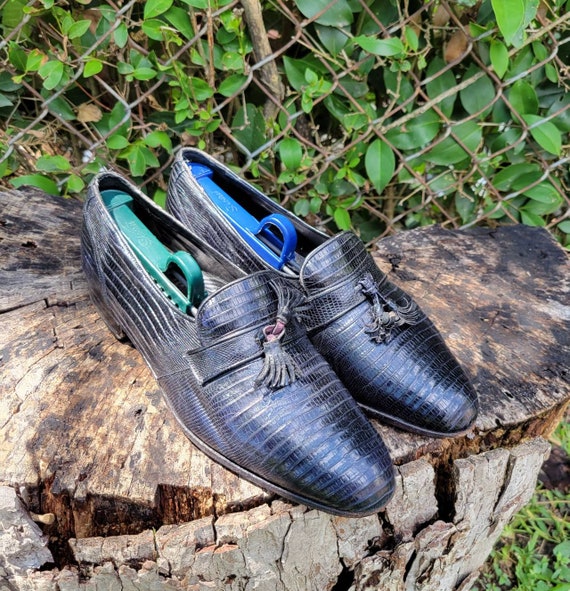 De La Rentis Genuine Snake Skin Loafers Shoes Men's Size -  Hong Kong