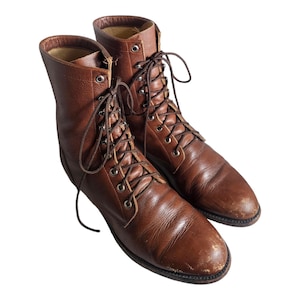 JUSTIN 508 Men Sz 9.5 D Brown Leather Lace up Combat Work Conductor Boots -  Etsy
