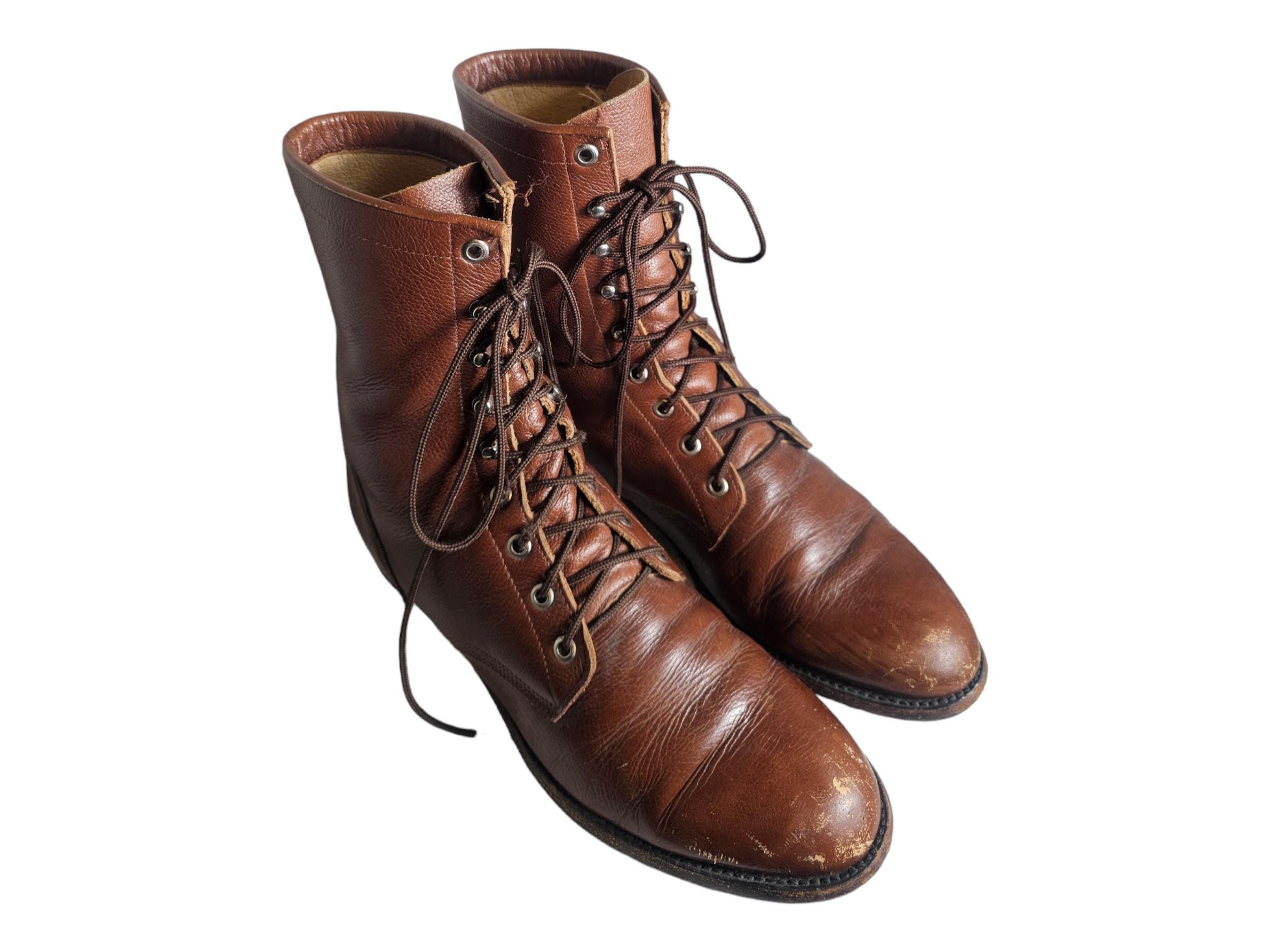 JUSTIN 508 Men Sz 9.5 D Brown Leather Lace up Combat Work  display picture 2