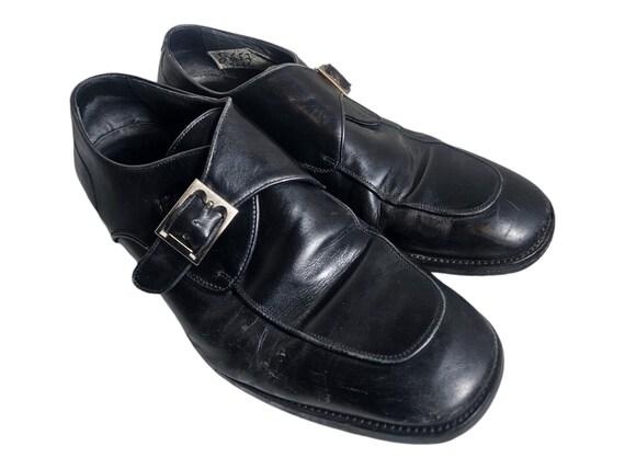 Vintage BALLY Orano Monk Strap Dress Shoes, Black Leather Size 10D