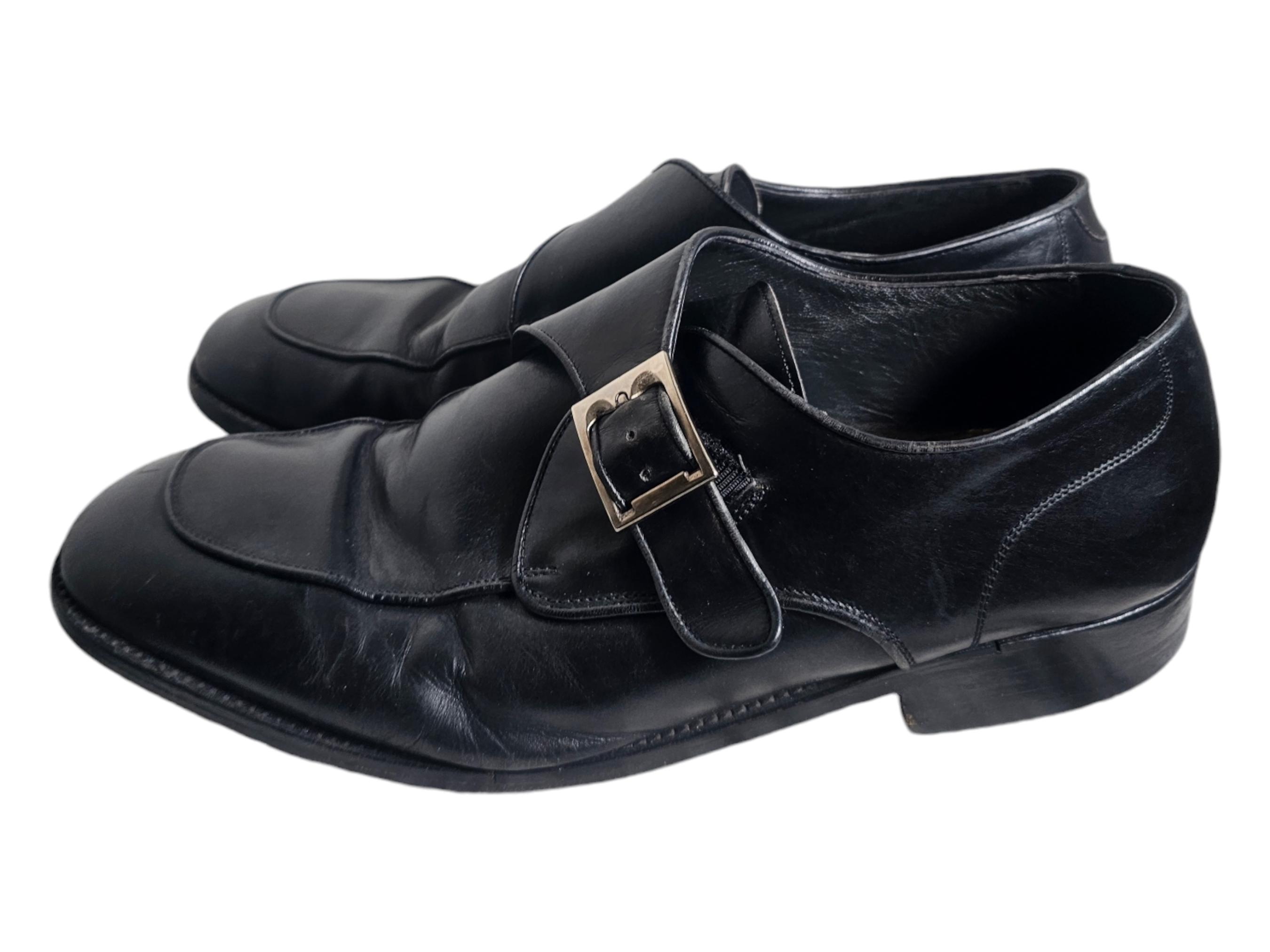 Vintage BALLY Orano Monk Strap Dress Shoes, Black Leather  display picture 1