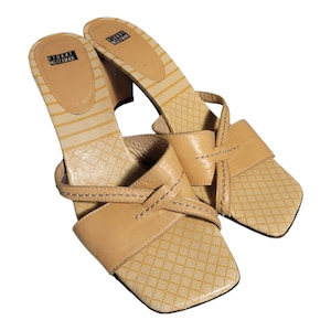 Stuart Weitzman Open Toe Slides Size 6/ Leather Slip On Sandals