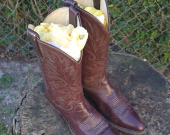 Dan Post Black Cherry Cowhide Leather Round Toe Cowboy Boots 16774 Men&#39;s 9 D/Vintage Western Style Boots