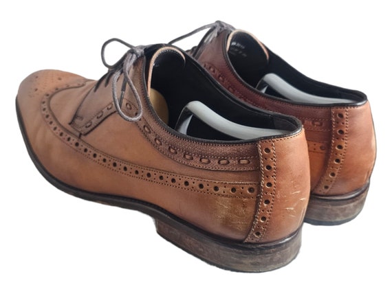 Johnston & Murphy Mens 12M Brown Leather Wingtip Oxford Brogue Shoes s-l400.jpg main image 2