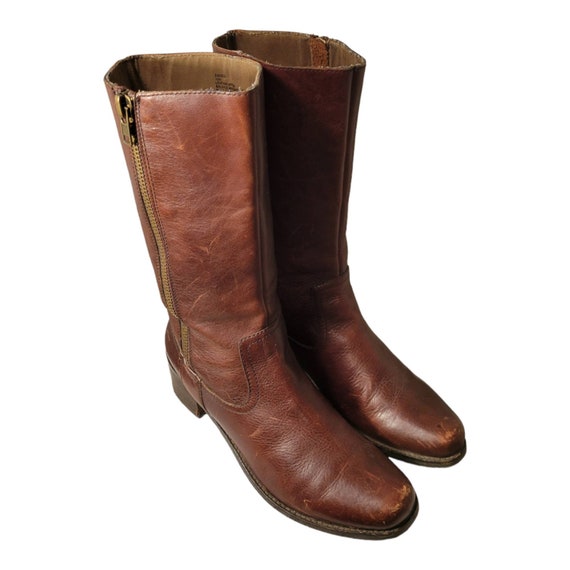 Zip up shop motorcycle boots
