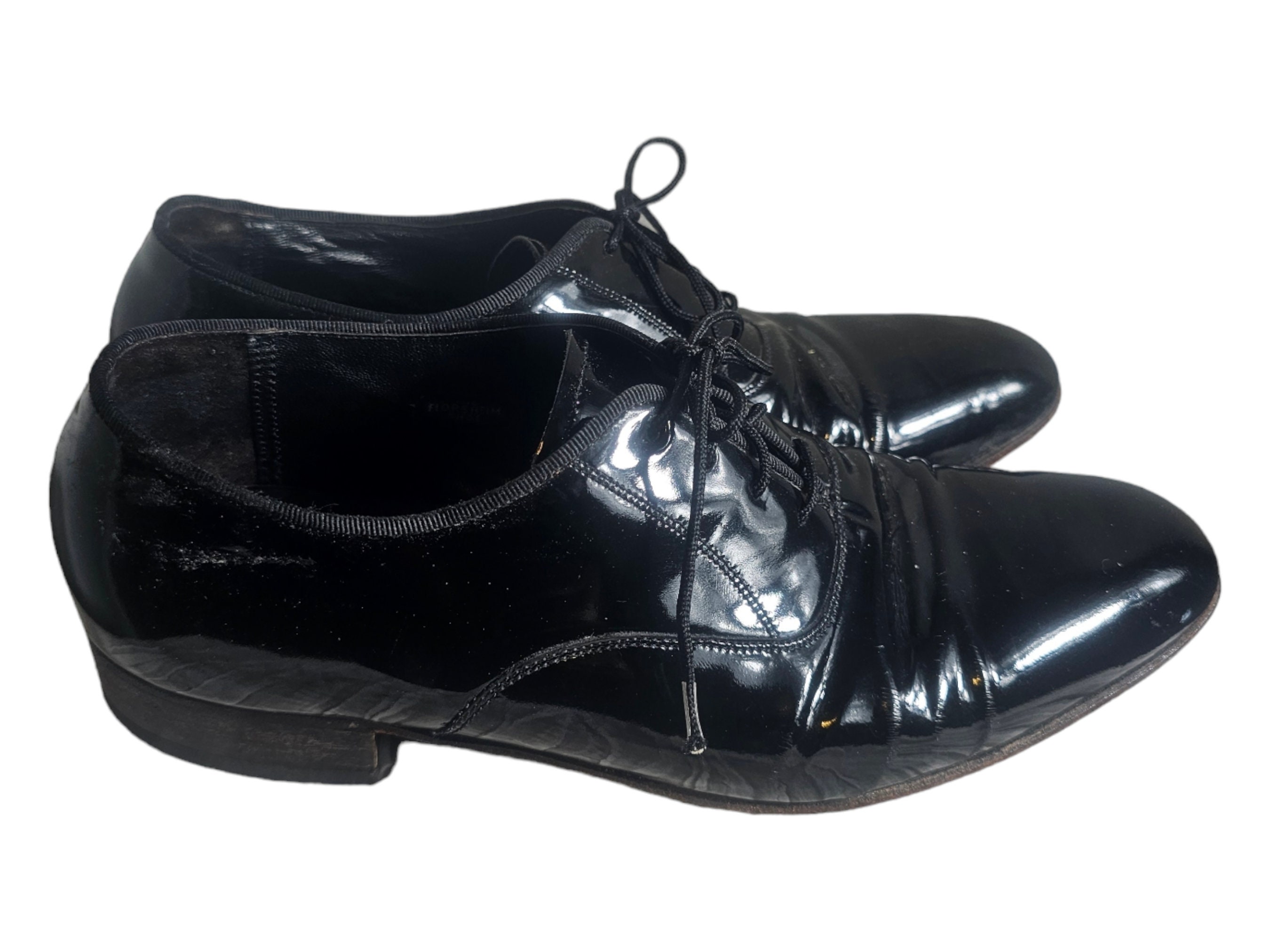 Mens VINTAGE Florsheim Black Patent Leather Formal Dress Shoes Size 8 D Florsheim Men Black Patent Leather Tuxedo Plain Toe Dress  main image 3