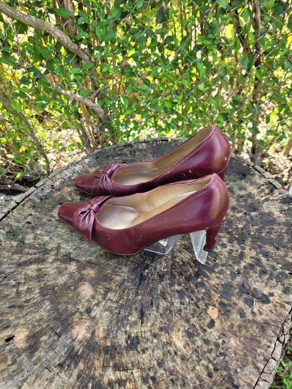 Vintage Women Leather Maroon Pumps By Proxy Size … - image 6