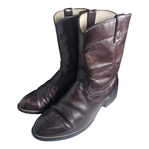 Mens Vintage Texas Brand Brown Leather Roper Cowboy Boots 11 EE