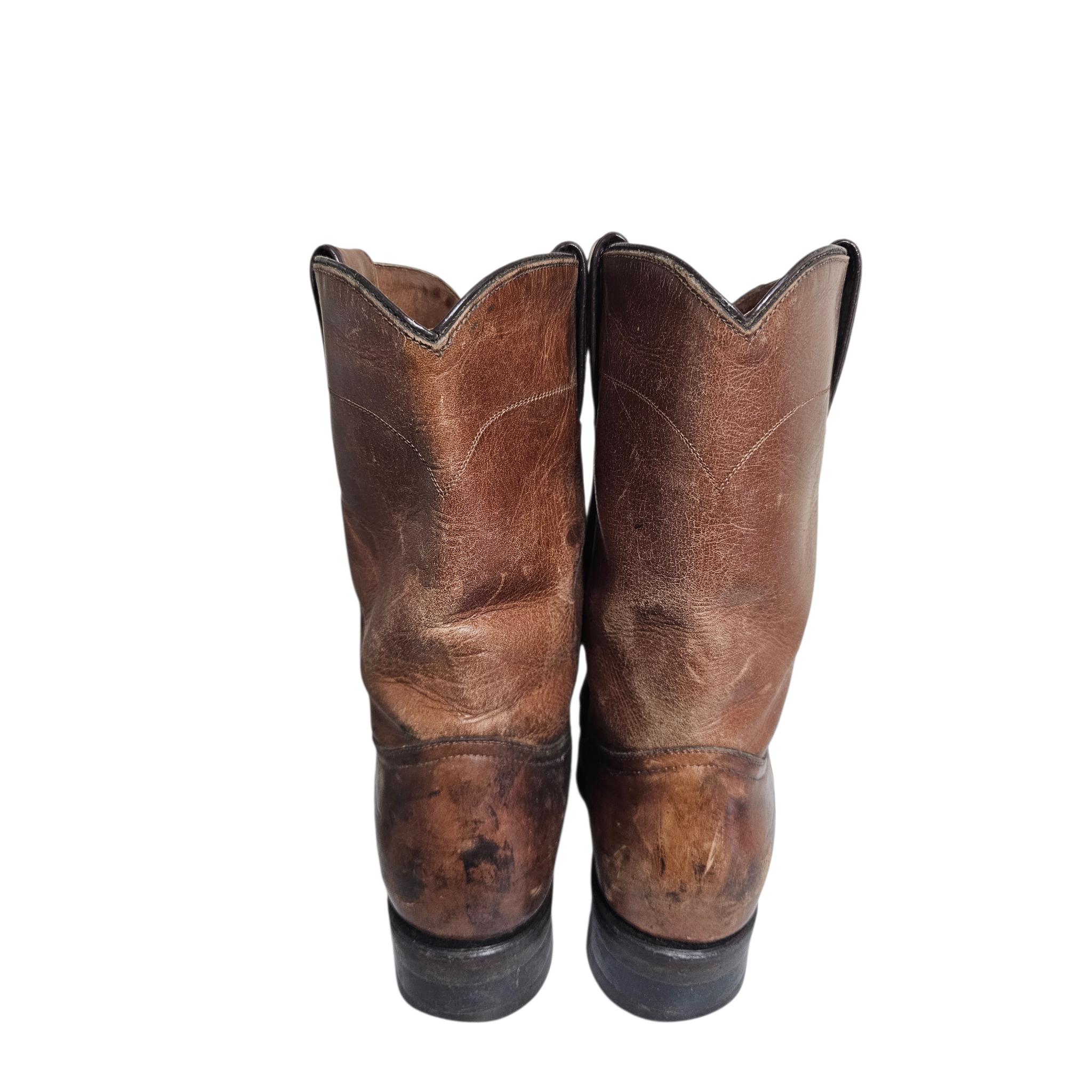 Rio Grande Boots1319 Brown Leather Heavy Duty Roper Boots Size 10D Vintage Rio Grande Brown Leather Roper Boots, Men main image 4