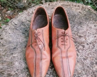 Men Vintage Brown Leather Lace Up Shoes By Nino Rossi Size 10/Men Designer Shoes Vintage Nino Rossi Brown Leather Lace up Dress Shoes, Men main image 4