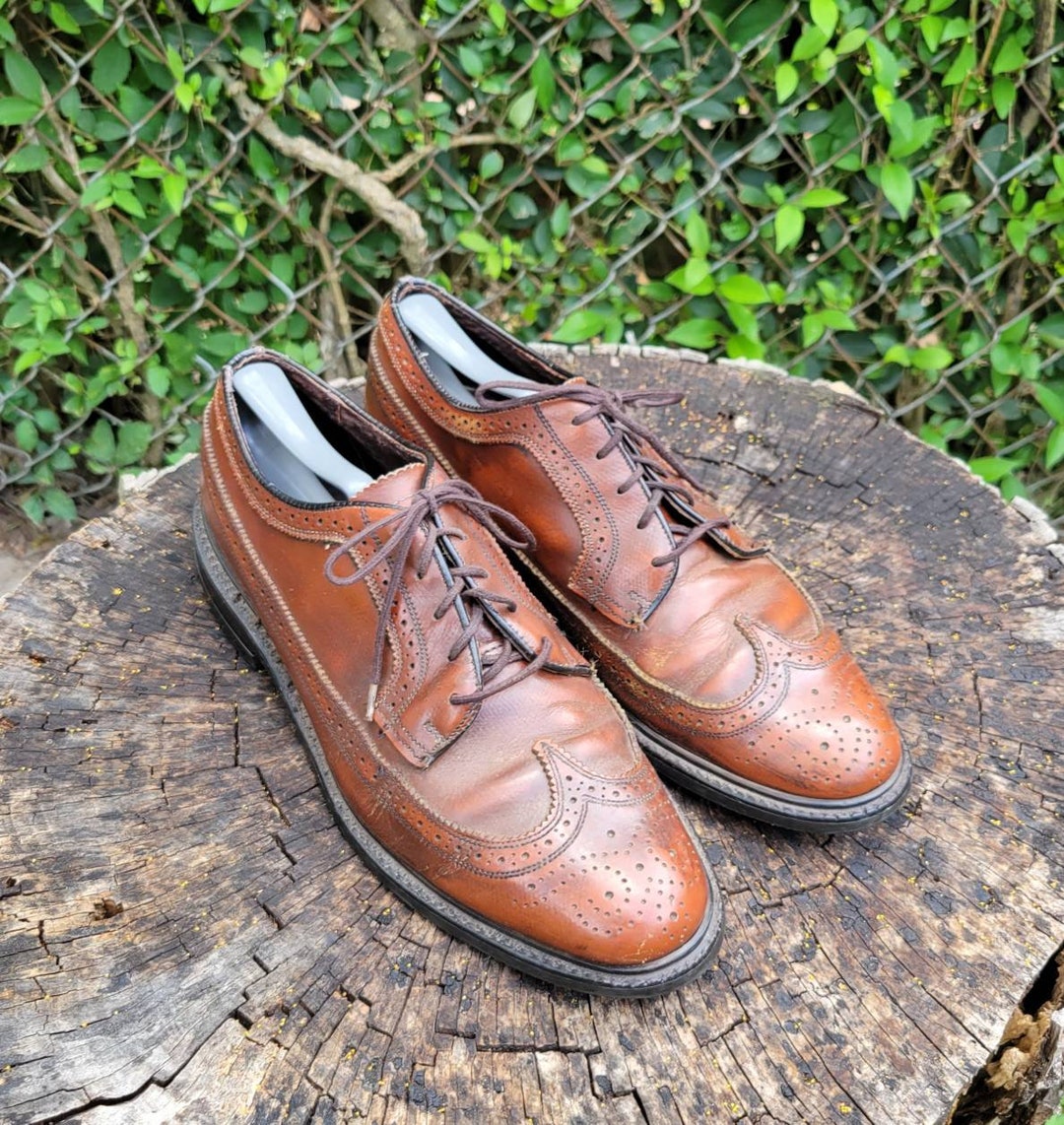 Florsheim Imperial 9.5 D Oxford Kenmoor Long Wingtip Cognac Vintage Derby  57862 - Etsy