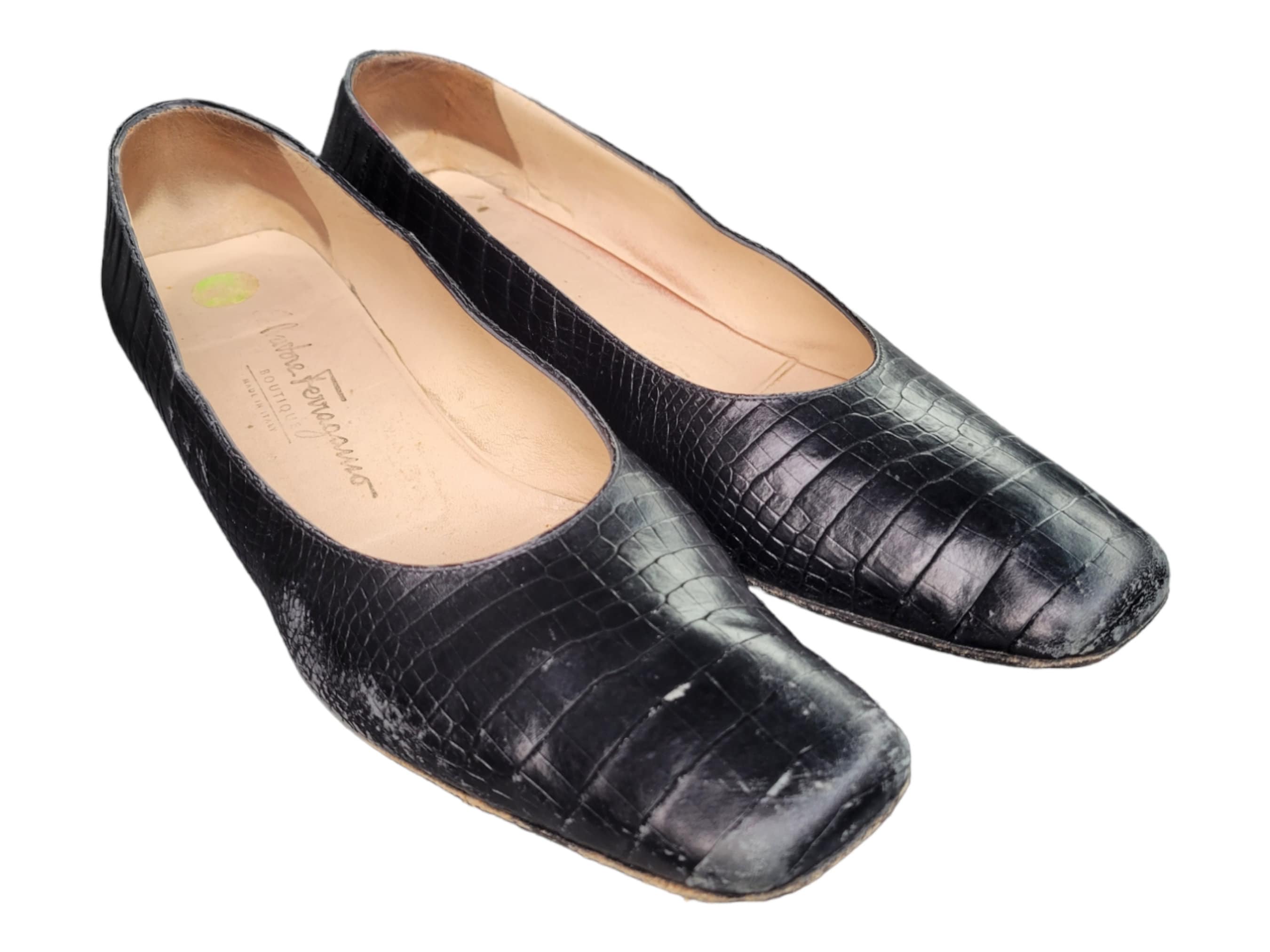 S.Ferragamo ローファー パンプス　クロコ型押し レザー 61/2 Salvatore Ferragamo - S.Ferragamo ローファー パンプス クロコ