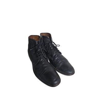 Johnston‎ & Murphy Boots Mens 11.5 Black Leather Lace Up Cap Toe Brogue Detail Johnston & Murphy Men main image 3