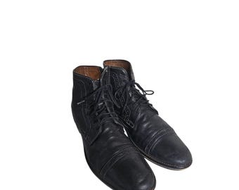 Johnston And Murphy Svarta Läder Ankelboots Med Hästkrage Storlek 9