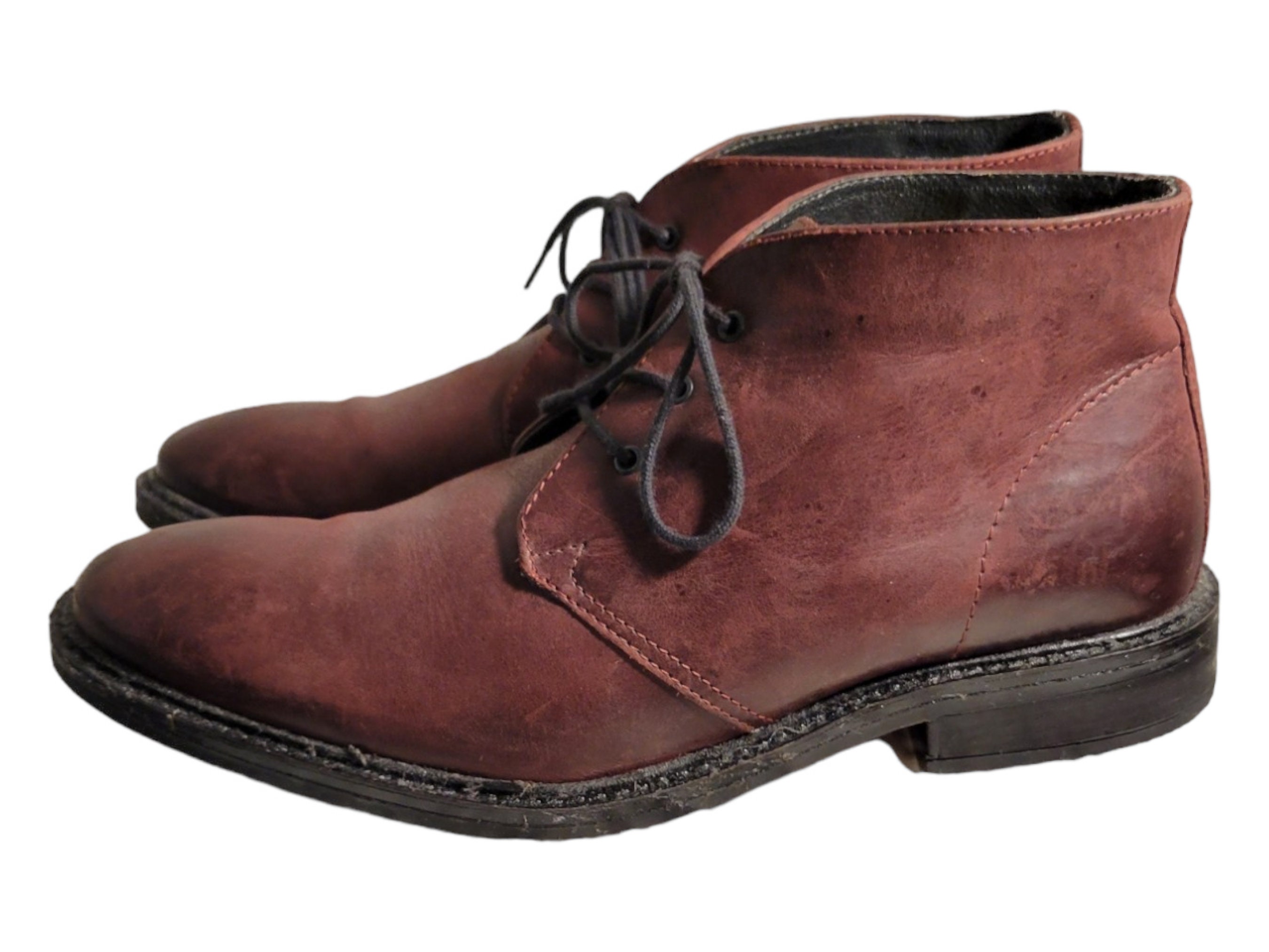 Alfani Lombard Purple Oxblood Leather Lace up Chukka Ankle 