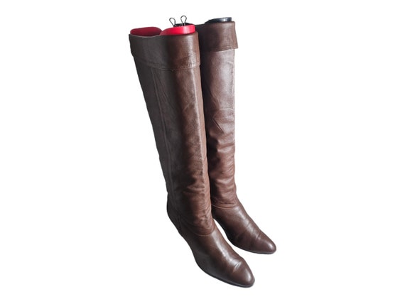 Vintage Knee High Brown Leather Boots Libelle Size 9M