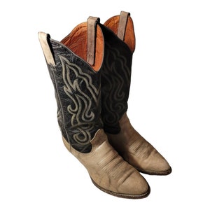 Vintage 70s Texas Imperial Leather Western Cowboy Boots 9 D  Made in USA