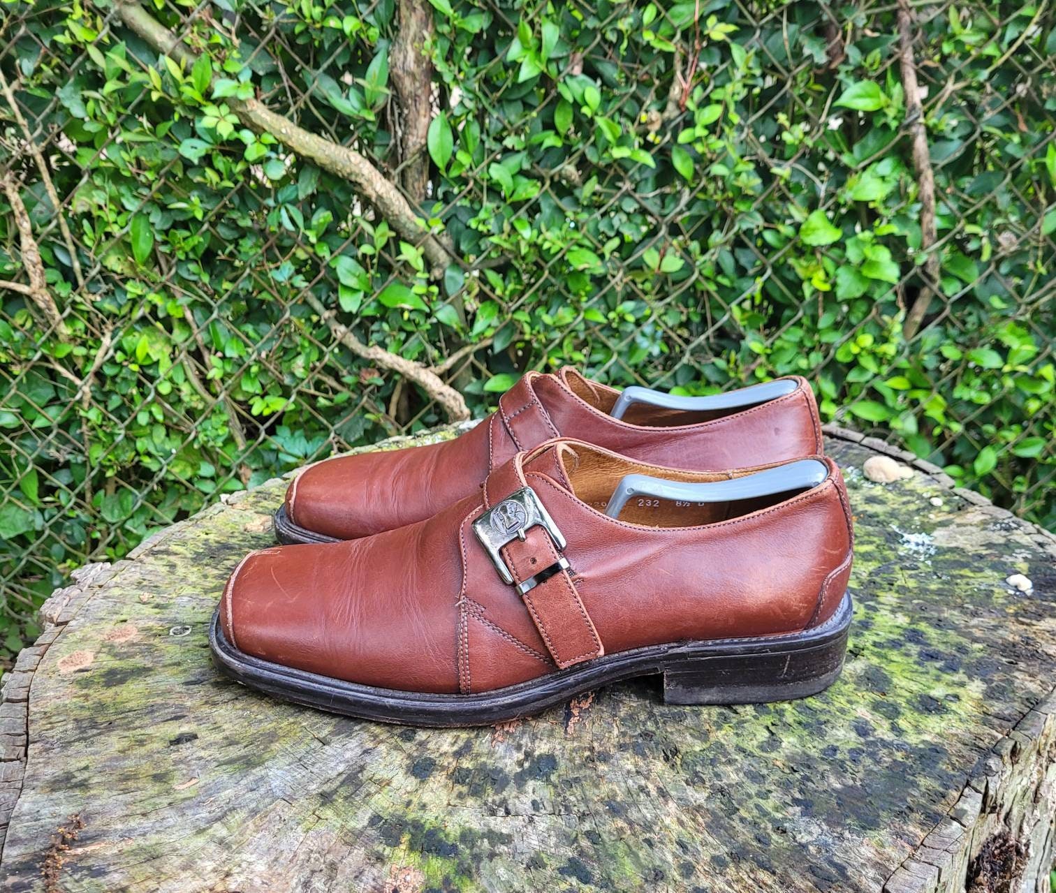 Vintage Bacco Bucci Monk Strap Shoes: Brown Leather Dress  display picture 2