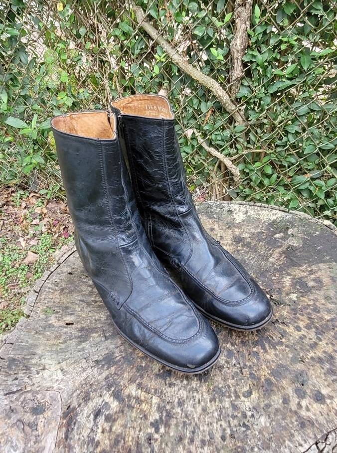 Vintage 60s 70s Stuart Mcguire Burgundy Leather Beatle Zip Boots Men's  Size 9.5