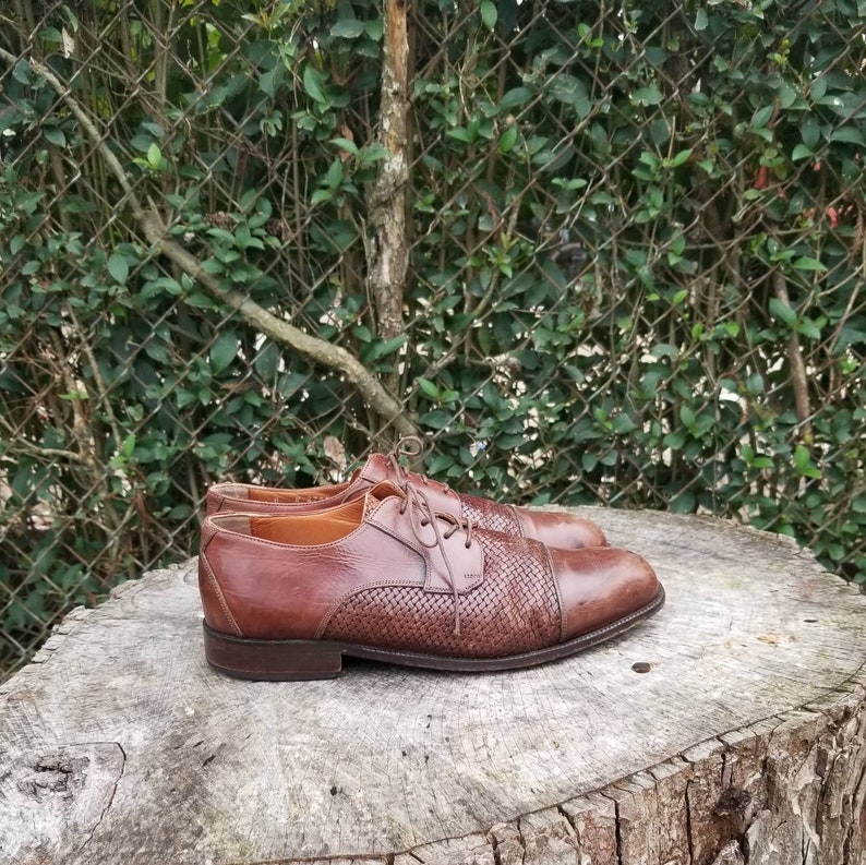Vintage Bostonian Florentine Italian Woven Mens Oxford Shoes