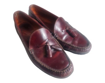 Allen Solly Mens Leather Tassel Loafers - Brown Moc Toe Dress Shoes - UK 8