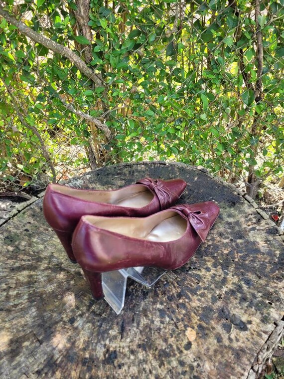 Vintage Women Leather Maroon Pumps By Proxy Size … - image 5