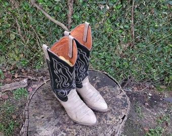 Stivali da cowboy in pelle nera vintage da uomo di Hondo Boots