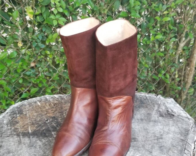 Vintage Brown Leather Boots for Men Size 7.5/retro 1980s Leather and