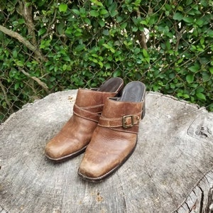 Gianni Bini Roy Side Buckle Cowboy Brown Women's Western Mule Size 8.5M