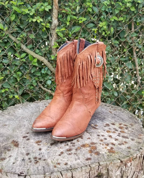 Sz 7 vintage Roper Women's Fringe Suede Western Bo