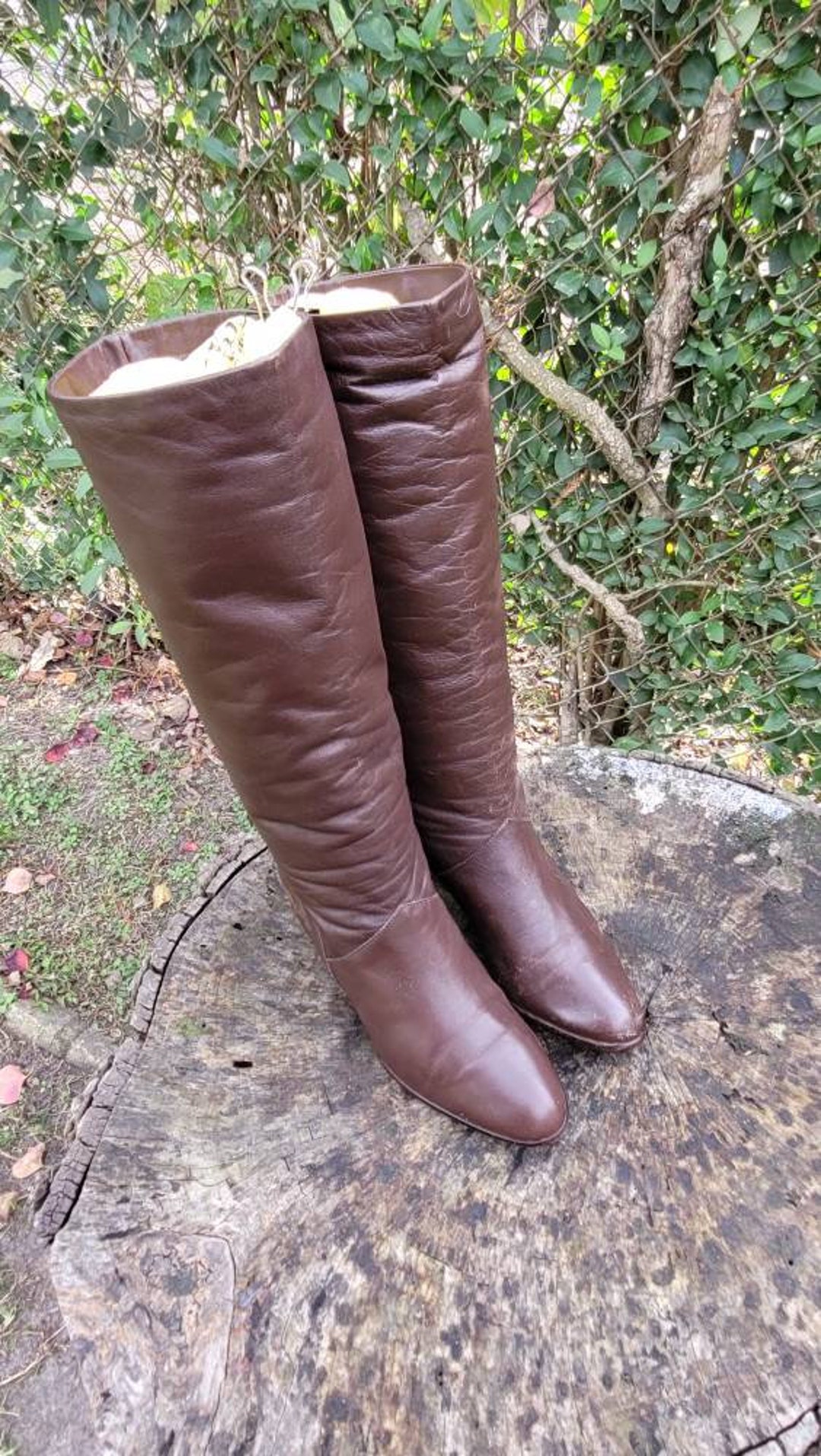 Women VintageTall Leather Brown Riding Boots By Worthington - Etsy