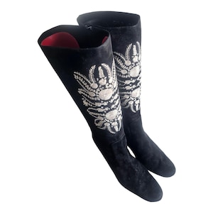 JESSICA BENNET Black Suede Leather Women&#39;s Wedge Boots Size- 8 M