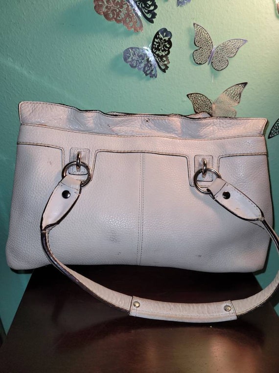 Vintage Women Leather White Dual Straps Handbag By