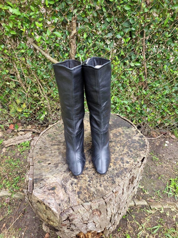 Vintage Women Black Leather Riding Boots By Marc … - image 5