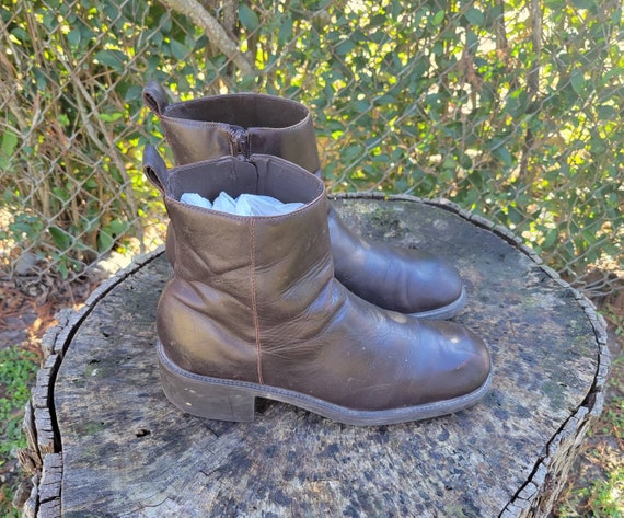 Hunt Club Y2K Square Toe Chunky Platform Boots Brown Genuine