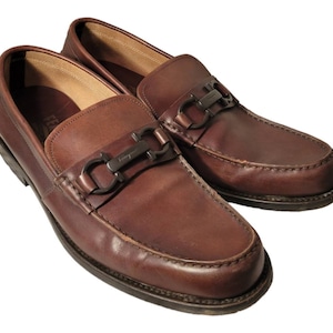 Salvatore Ferragamo Lug Sole Gancini Loafers/ Genuine Leather Italian Made Slip On Loafers Brown Size 8.5 D