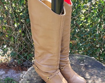 Frye Sienna Brown Tall Heeled Leather Riding Boots Size 7 7 5 US