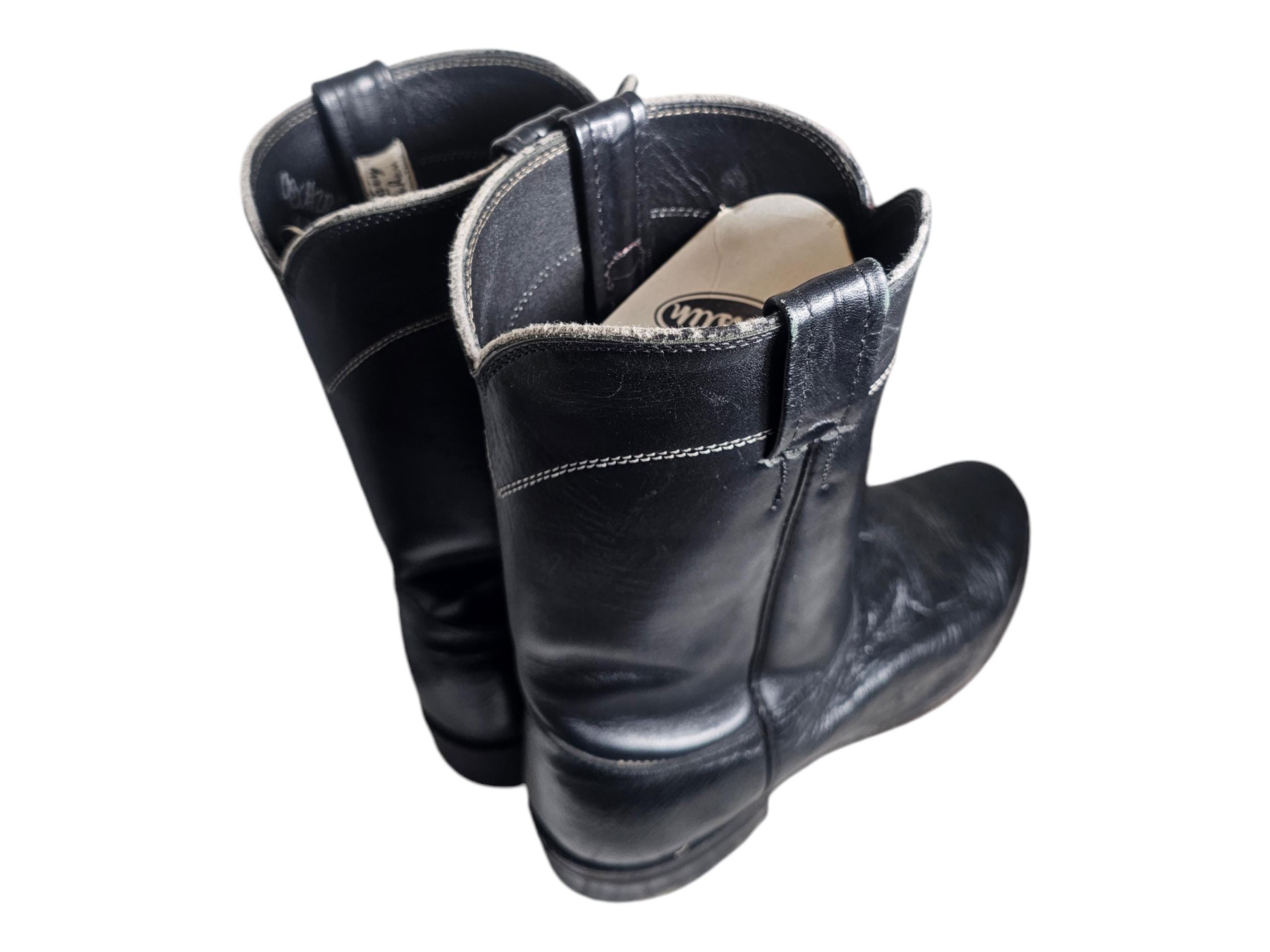 Larry Mahan Black Genuine Smooth Ostrich Cowboy Western Roper Boots Men\'s 7.5 XE Larry Mahan Men main image 4