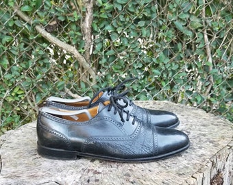 Mezlan Florence Shoes Mens Size 10 W Black Leather Cap Toe Dress Oxford Spain Mezlan Mens Black Lace-up Oxford Cap Toe Leather Dress Shoes  main image 2