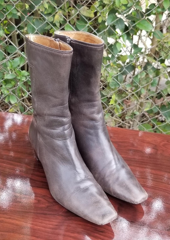 Sz. 6.5 Vintage Ankle Boots/Genuine Leather Zipp… - image 6