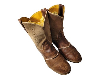 Vintage Brown Leather Western Boots - Smoky Mountain Boho Cowgirl Boots