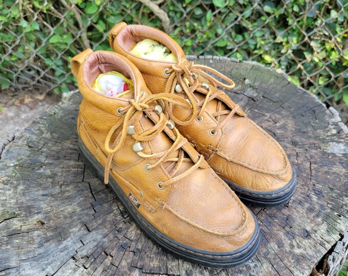 Justin 995 Chukka Boot Grizzly Brown Moc Toe Lace up Leather Men's Size