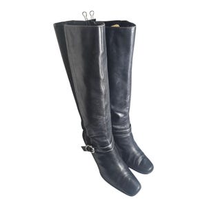 Anne Klein Leather Riding Boot/ Knee High Zipper Boots Vintage