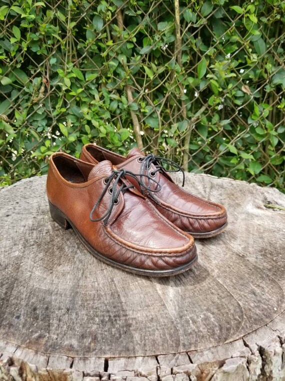 Sz. 7 Vintage Tie Up Shoes/Genuine Leather Slip O… - image 8