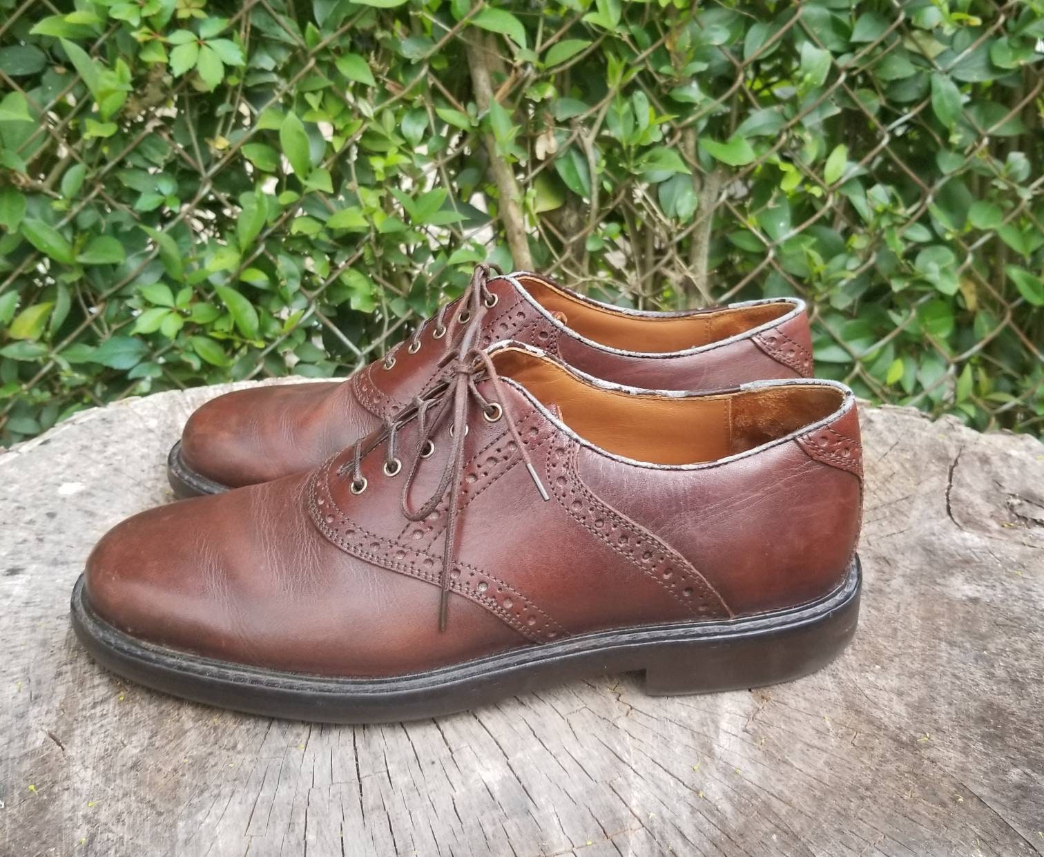 Sz 8 Vintage Oxfords Shoes/Genuine Leather Lace Up Buckskin | Etsy