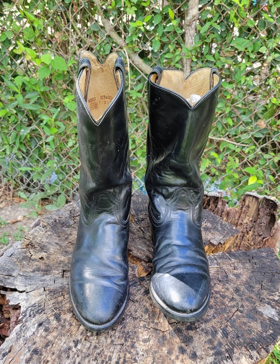 Acme Black Leather Cowboy Biker Boots Mens Size 11 D … Gem