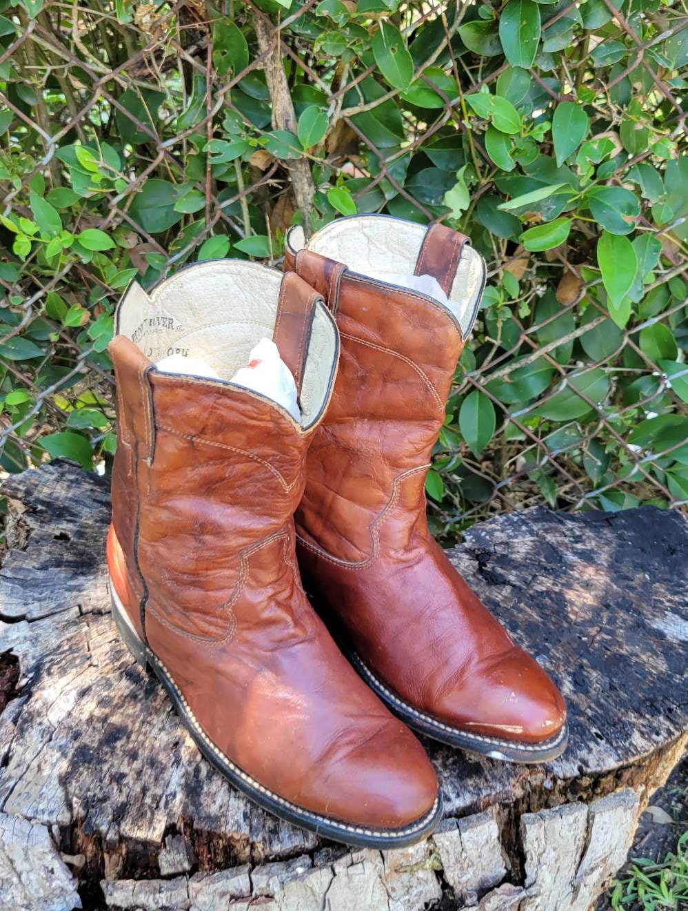 Vintage Anderson Bean Black & Bronze Metallic Cowboy Boots / men's