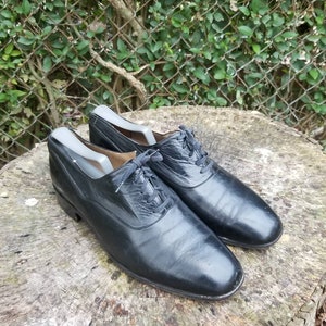CHARLES JOURDAN Size 7.5 Black Leather Lace Up Shoes/Vintage Men&#39;s Dress Oxford Shoes