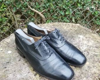 CHARLES JOURDAN Size 7.5 Black Leather Lace up Shoes/vintage