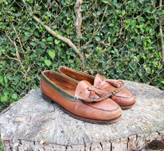 Sz 13 Cole Haan Men Brown Shoes Magic Feather Soft Loafers Kiltie Tassel Moc Toe Leather Slip on